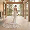 Foonlau Luxury 300cm Cathedral Bridal Veil with Comb – 3D Floral Applique