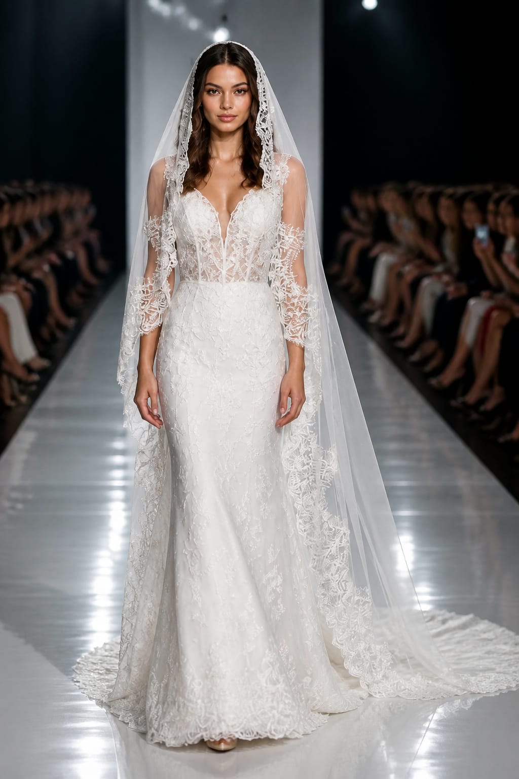 Foonlau Length Handmade Lace Bridal Veil 300cm/118"
