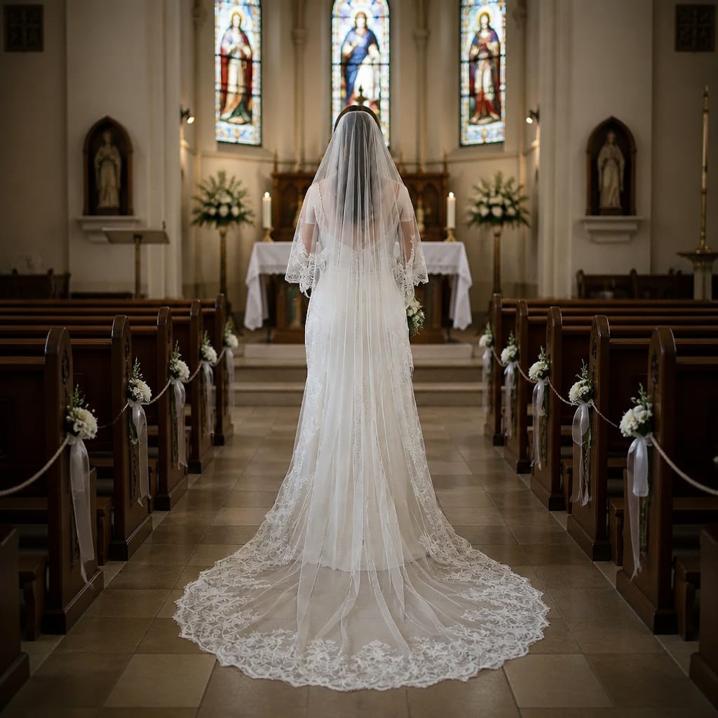 Foonlau Length Handmade Lace Bridal Veil 300cm/118"