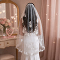 Foonlau Amélie 100cm / 39in French Floral Veil (Chic, elegant, and highlights the French-style romance)