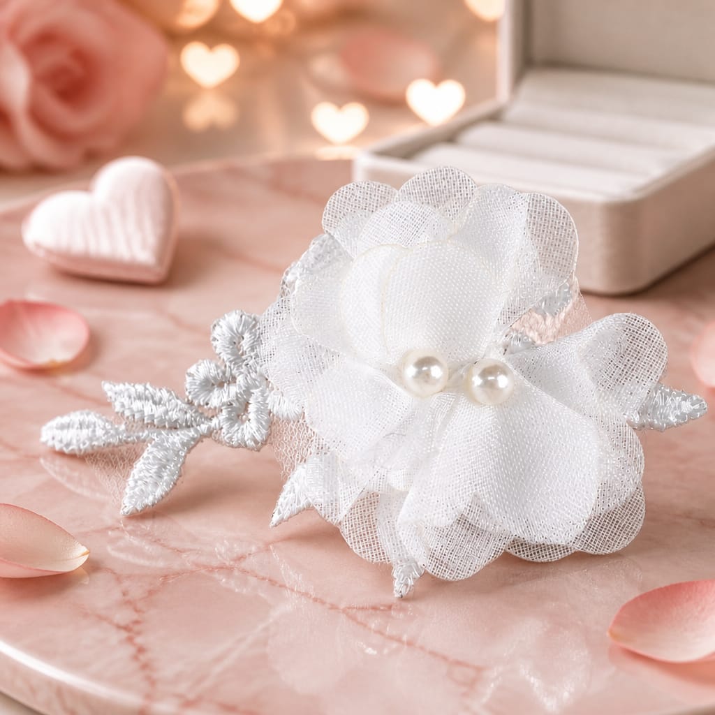 Foonlau Amélie 100cm / 39in French Floral Veil (Chic, elegant, and highlights the French-style romance)