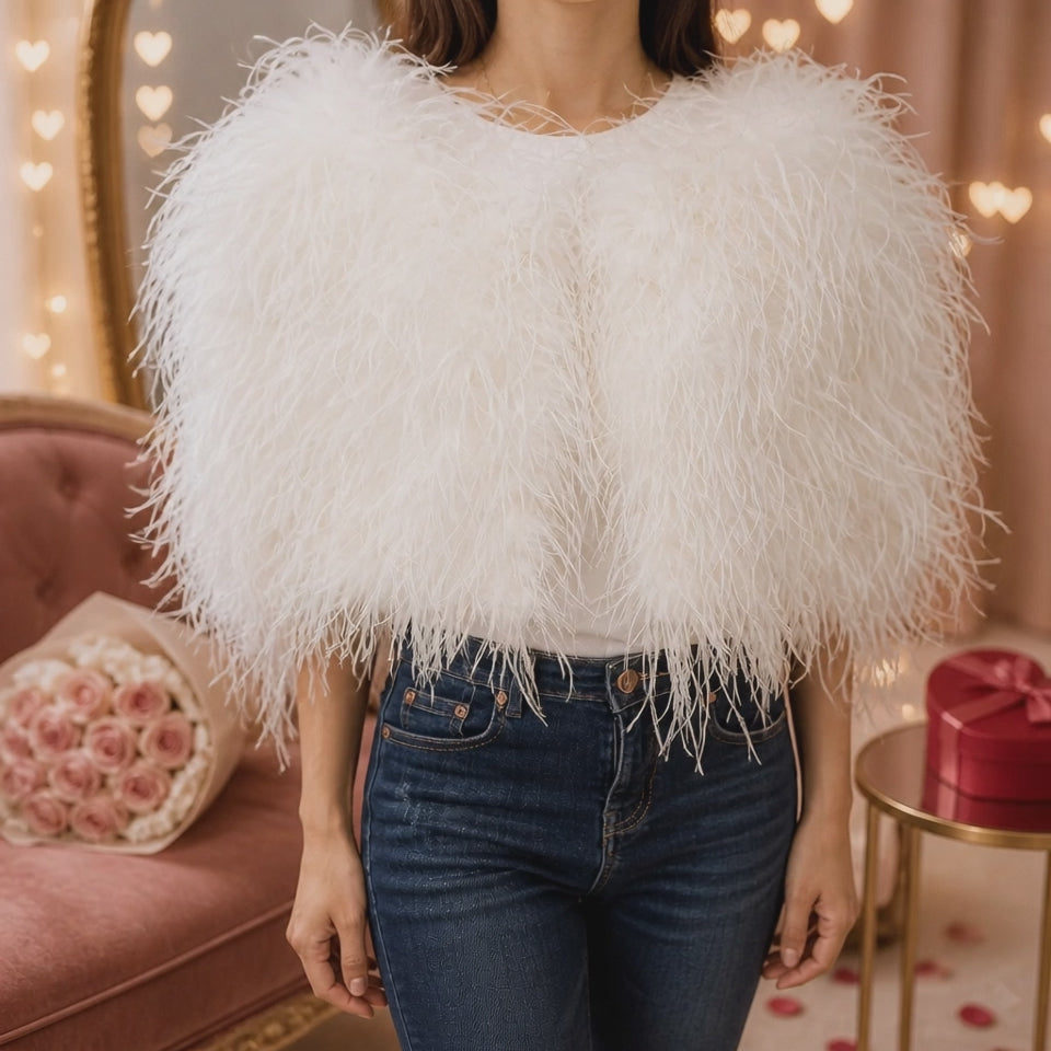 Boléro en plumes d'autruche